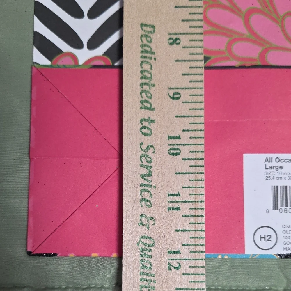 Floral Black & White Stripe All Occasion Large Gift Bags - Set of 10